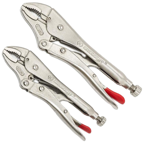 2 Piece Curved Jaw Locking Pliers with Wire Cutter Set - Includes 7