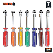 Load image into Gallery viewer, GreatNeck 7 Piece Metric Professional Nut Driver Set, Metric Nut Driver Set, Hollow Nut Driver Set, Rust Resistant, Acetate Handles (ND71)
