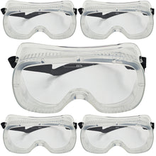 Load image into Gallery viewer, 5 Pack Clear Safety Goggles with Adjustable Strap, Meets ANSI Z87+ Standards
