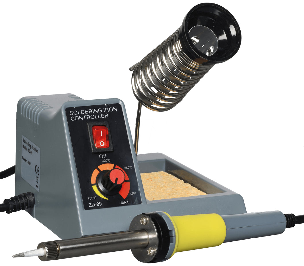 Variable Temperature Soldering Station, 5 to 40 Watt, Includes Iron with 1.5 mm Pointed Tip and Cleaning Sponge