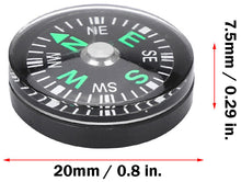 Load image into Gallery viewer, 20mm Button Compass for DIY Paracord Survival Bracelets, Camping, Hiking

