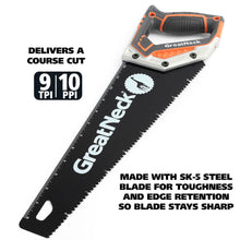 Load image into Gallery viewer, GreatNeck 15 Inch Aggressive Tooth Handsaw, Aluminum Frame, Wood Saw, Branch Cutter, PVC Cutter, Tree Saw, Handsaw for Wood, Hand Saw for Trees (74003)
