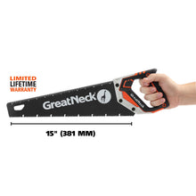 Load image into Gallery viewer, GreatNeck 15 Inch Aggressive Tooth Handsaw, Aluminum Frame, Wood Saw, Branch Cutter, PVC Cutter, Tree Saw, Handsaw for Wood, Hand Saw for Trees (74003)
