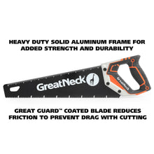 Load image into Gallery viewer, GreatNeck 15 Inch Aggressive Tooth Handsaw, Aluminum Frame, Wood Saw, Branch Cutter, PVC Cutter, Tree Saw, Handsaw for Wood, Hand Saw for Trees (74003)
