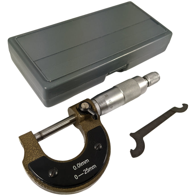 0-25mm Metric Utility Micrometer with Storage Case, 0.01mm Accuracy