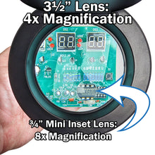 Load image into Gallery viewer, Tabletop Magnifying Light with 12&quot; Flexible Neck, 4X and 8X Magnification, 11W Fluorescent Lamp
