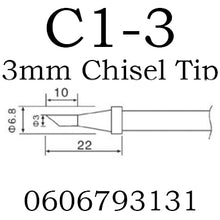 Load image into Gallery viewer, 3mm Chisel Tip C1-3 for ZD-98 / ZD-99 / ZD-8906 / ZD-8906L Soldering Station

