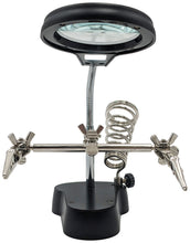 Load image into Gallery viewer, Helping Hand Project Holder with Flexible 2.5x Magnifying Glass, LED Lights, and Soldering Iron Holder
