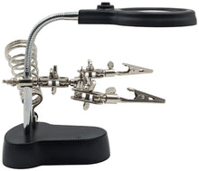 Load image into Gallery viewer, Helping Hand Project Holder with Flexible 2.5x Magnifying Glass, LED Lights, and Soldering Iron Holder
