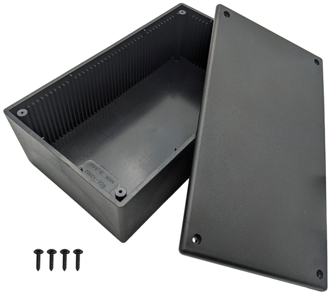 Black Plastic Enclosure Project Box with Lid and Screws, 7.5