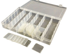 Load image into Gallery viewer, 4 Pack Component Storage Box, Each Includes 14 Removable Dividers for 6 to 36 Slots, 10.8&quot; x 6.9&quot; x 1.8&quot;, Flexible Polypropylene
