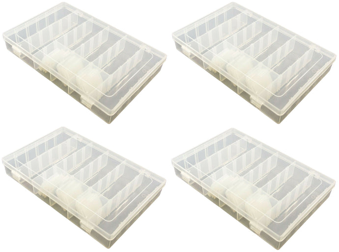 4 Pack Component Storage Box, Each Includes 14 Removable Dividers for 6 to 36 Slots, 10.8