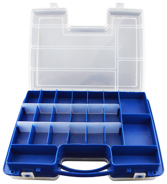 Portable Hobby Storage Box with Latching Lid and Handle, 14 Compartments, 11.6