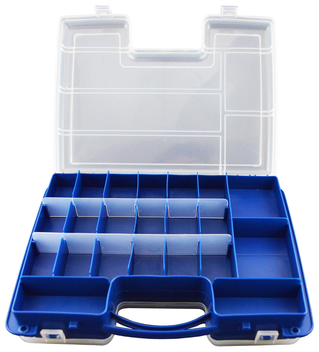 Portable Hobby Storage Box with Latching Lid and Handle, 14 Compartments, 11.6