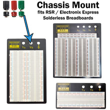 Load image into Gallery viewer, 3 Piece Binding Post Set, Chassis Mount for Solderless Breadboard - Includes Black, Red, and Green (0.43" Diameter x 1" Length)
