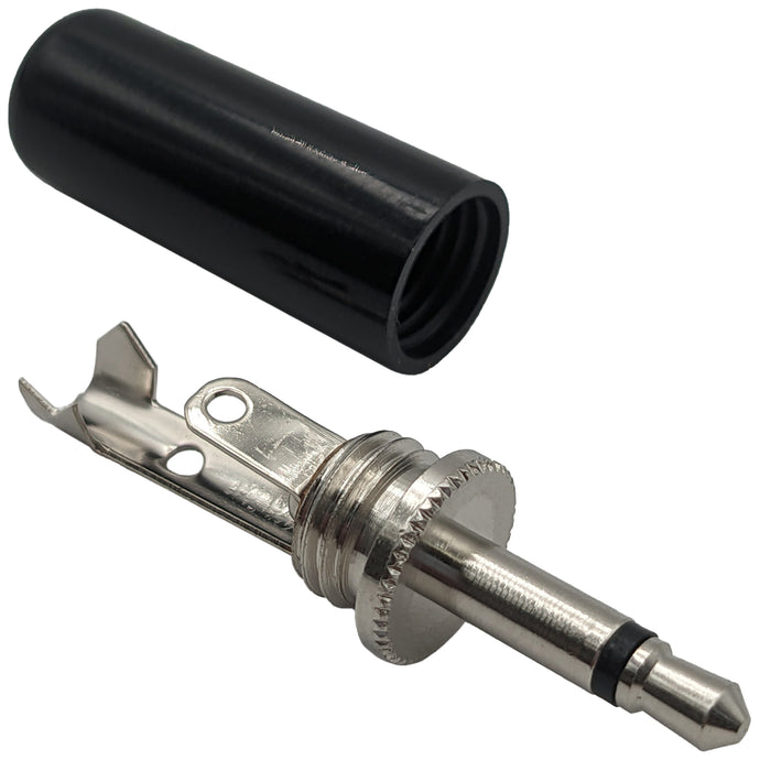 Solderable Mono 3.5mm Plug with Round Plastic Cover (501PB-BL)