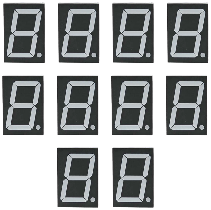 100 Pack 0.5-inch Single Digit Green 7 Segment Display, Common Cathode