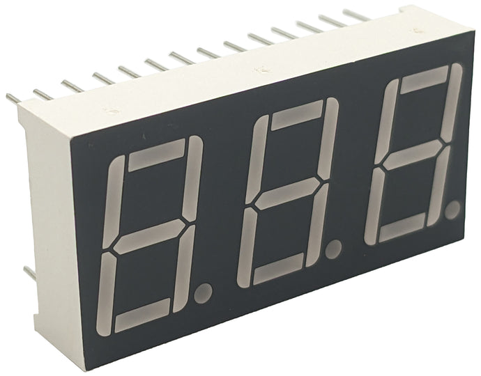 Red 3-Digit Common Cathode 7 Segment LED Display, 0.6