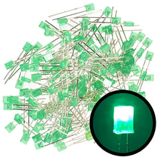 Load image into Gallery viewer, 100 Pack Green Rectangular LED, Diffused Lens (5mm x 2mm x 7mm)
