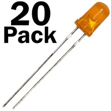 Load image into Gallery viewer, 20 Pack Amber Orange Diffused Lens LEDs, 5mm Diameter Round Bulb, 2-Pin Light Emitting Diodes (1.8V to 2.2V, 20mA)
