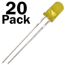 Load image into Gallery viewer, 20 Pack Yellow Diffused Lens LEDs, 5mm Diameter Round Bulb, 2-Pin Light Emitting Diodes (2.0V to 2.4V, 20mA)

