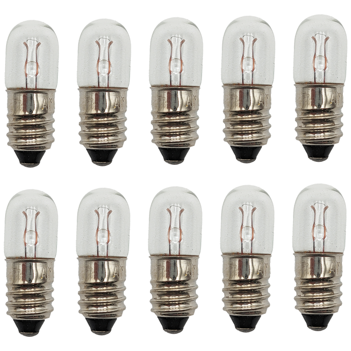 10 Pack T-3 1/4 Miniature Lamp with Screw Base, 6.3V 150mA (AML-40)