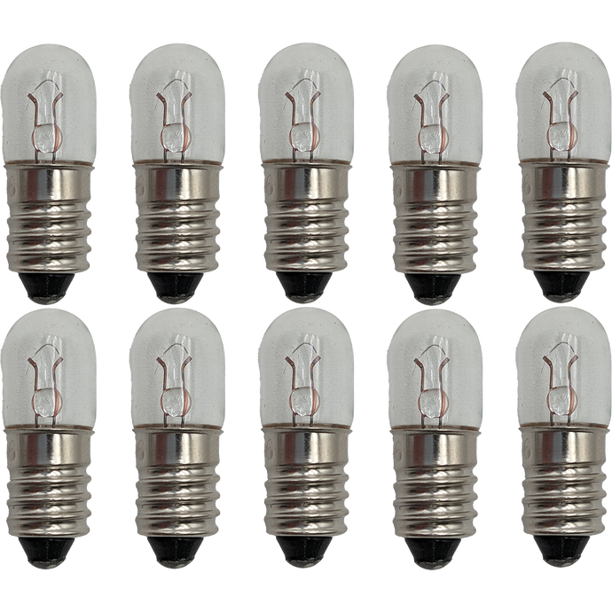 10 Pack T-3 1/4 Miniature Incandescent Lamp with Screw Base 6.3V 250mA (AML-44)