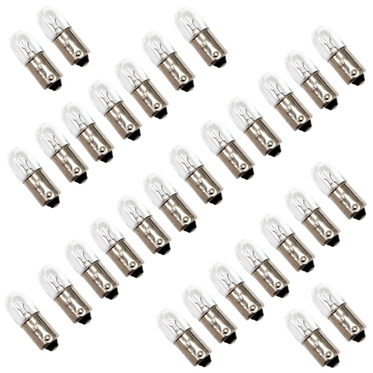 30 Pack Miniature Incandescent Lamps #47, Clear Lens, Bayonet Base, 6.3V, 150mA, 3000 Average Life Hours, ROHS Compliant