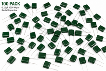 Load image into Gallery viewer, Mylar Radial Capacitor 10% 100 Volt 0.22 µF - Pack of 100
