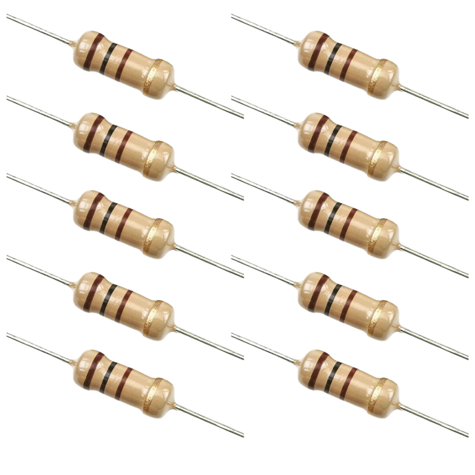 10 Pack 2K Ohm Carbon Film Resistors, 1/4W, ±5% Tolerance