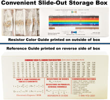 Load image into Gallery viewer, 365 Piece Resistor Kit 1/2 Watt in Compartmentalized Cardboard Storage Box - Wide Variety of Values
