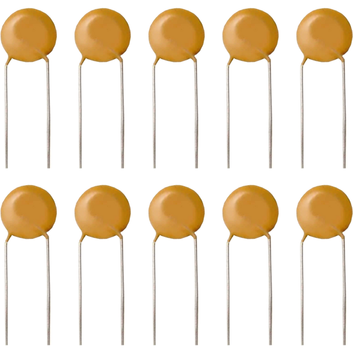 10 Pack 0.047 µF Ceramic Disc Capacitor, 50V, ±20% Tolerance