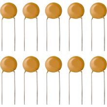 Load image into Gallery viewer, 10 Pack 0.1 µF Ceramic Disc Capacitor, 50V, ±20% Tolerance
