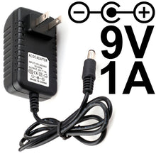 Load image into Gallery viewer, 9 Volt DC, 1 Amp Power Adapter with 5.5mm Barrel Jack, 2.1mm Inner Diameter (Center Positive)
