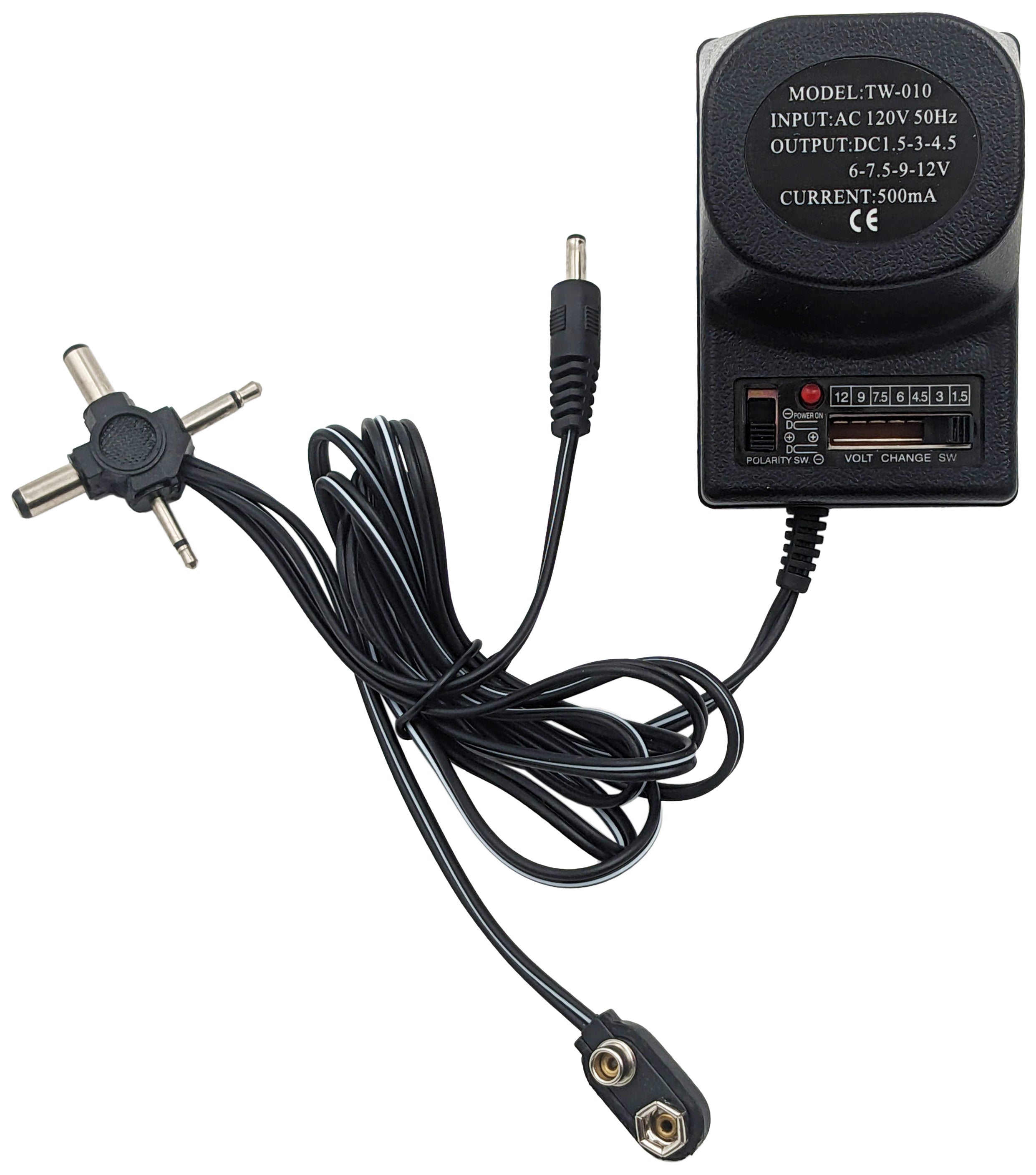 9w, 500mA Universal AC/DC Power Adapter 1.5, 3, 4.5, 6, 7.5, 9 and 12V ...