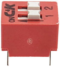 Load image into Gallery viewer, DIP Switch with 2 Switches, 4-Pin, SPST, Red Color, 7.1mm x 9.7mm x 7.5mm
