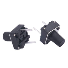 Load image into Gallery viewer, 10 Pack Momentary Tactile Push Button Switch, 2-Pin Through Hole Mount for PCB or Breadboard, Size 6x6x7mm
