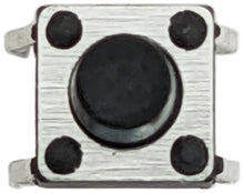 Load image into Gallery viewer, 100 Pack 6mm Square Tact Momentary Switch with Round Black Button, 3.5mm Button Height, Breadboard Friendly
