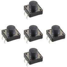 Load image into Gallery viewer, 5 Pack Tact Momentary Switch, 12mm Square, 0.05A 12V, Button Height 1.5mm
