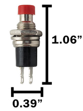 Load image into Gallery viewer, 30 Pack Normally Open Momentary Switch with Round Red Button, 2-Pin Solder Lug Termination
