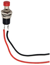 Load image into Gallery viewer, 25 Pack of Momentary Switches with 6&quot; Wire Leads, Normally Open, Panel Mount, Round Red Push Button
