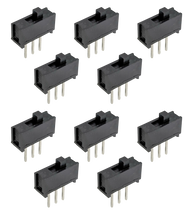 Load image into Gallery viewer, 10 Pack Slide Switch Mini SPDT - Fits on Breadboard (0.1" Lead Spacing), Plastic Body
