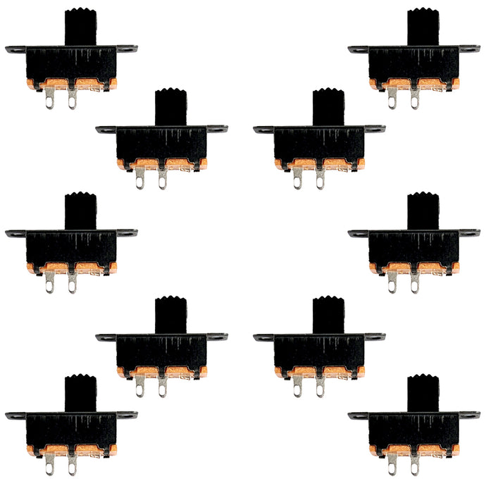 10 Pack Mini 15mm SPST Slide Switch with 2-Pin Solder Lug Termination