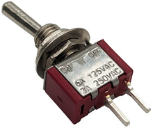 Load image into Gallery viewer, Miniature SPST Toggle Switch, 2-Pin PC Lead Termination
