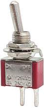 Load image into Gallery viewer, Miniature SPST Toggle Switch, 2-Pin PC Lead Termination
