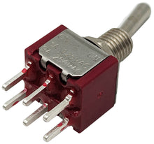 Load image into Gallery viewer, Mini DPDT Toggle Switch ON-ON with 6-Pin Through-Hole PCB Leads, 6A @ 125V AC (0.51" x 0.46" x 1.15")
