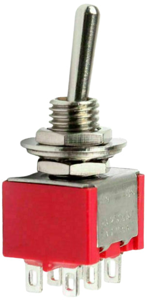 Mini DPDT Toggle Switch ON-ON with 6-Pin Solder Lug Termination, 6A @ 125V AC (0.51