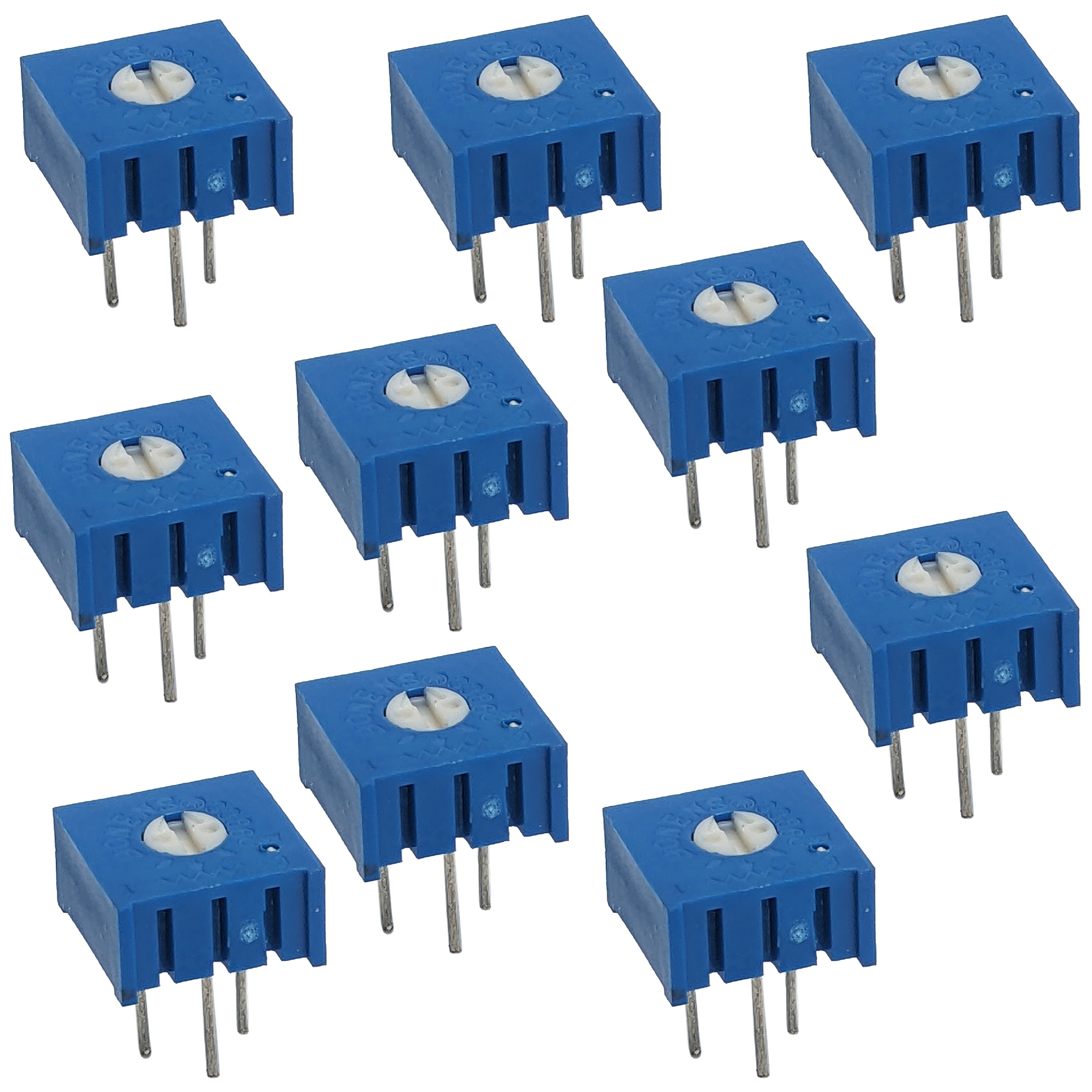 10 Pack 100K Ohm 0.5W Single-Turn Potentiometer, Top Adjust, 3/8-inch ...