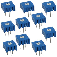 Load image into Gallery viewer, 10 Pack 100K Ohm 0.5W Single-Turn Potentiometer, Top Adjust, 3/8-inch Square
