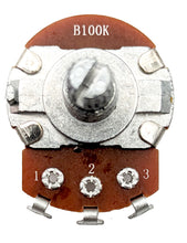 Load image into Gallery viewer, 8 Pack 100K Ohm Potentiometer, 1/2W, Panel Mount, Single Turn, Serrated Shaft
